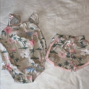 By Garanimals Floral Kids Romper and Shorts Set
